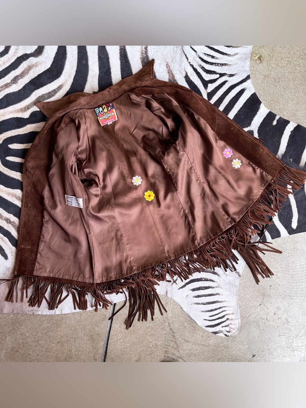 Vintage Western Beaded Long Fringed Suede Jacket - Brown - Picture 4 of 4